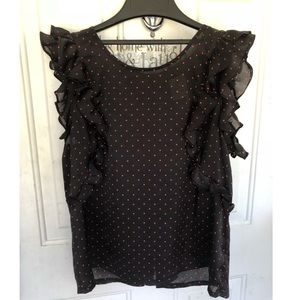 Navy Blue Ruffle Blouse